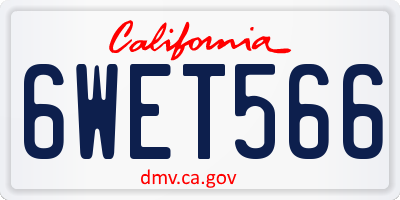 CA license plate 6WET566