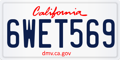 CA license plate 6WET569