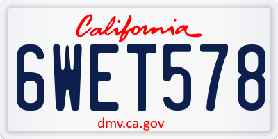 CA license plate 6WET578
