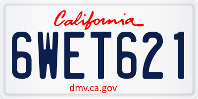 CA license plate 6WET621