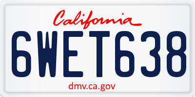 CA license plate 6WET638