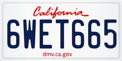 CA license plate 6WET665