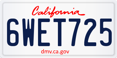 CA license plate 6WET725