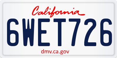 CA license plate 6WET726