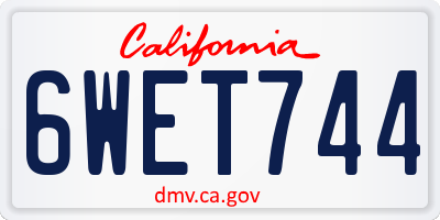 CA license plate 6WET744