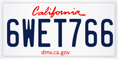 CA license plate 6WET766