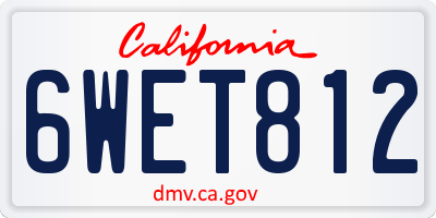 CA license plate 6WET812
