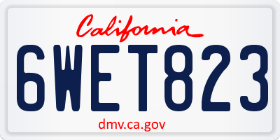 CA license plate 6WET823
