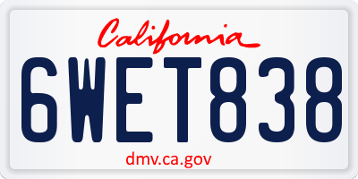 CA license plate 6WET838