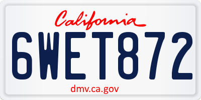 CA license plate 6WET872