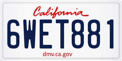 CA license plate 6WET881