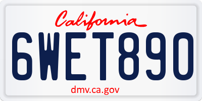 CA license plate 6WET890