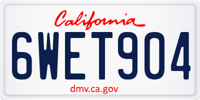 CA license plate 6WET904