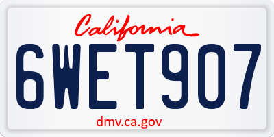 CA license plate 6WET907