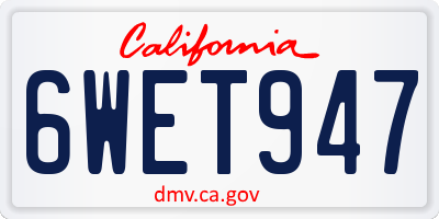 CA license plate 6WET947