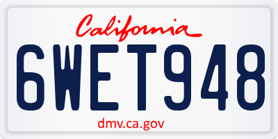 CA license plate 6WET948