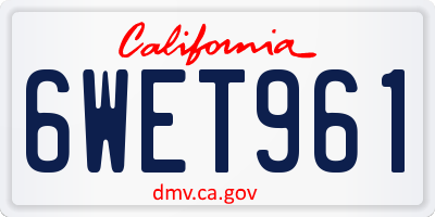 CA license plate 6WET961