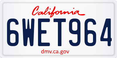 CA license plate 6WET964
