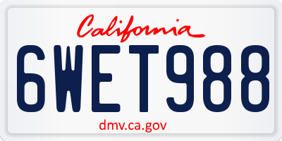 CA license plate 6WET988