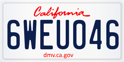 CA license plate 6WEU046