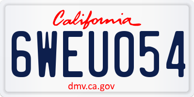 CA license plate 6WEU054
