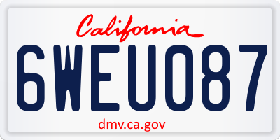 CA license plate 6WEU087