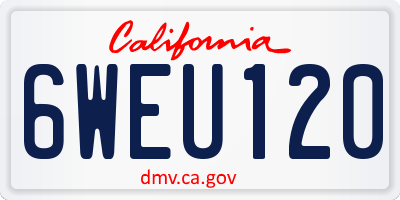CA license plate 6WEU120