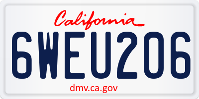 CA license plate 6WEU206