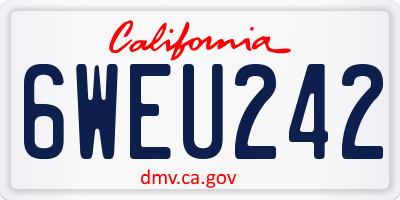 CA license plate 6WEU242