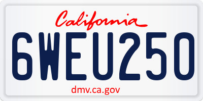 CA license plate 6WEU250