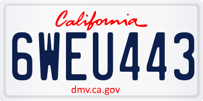 CA license plate 6WEU443