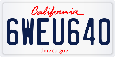 CA license plate 6WEU640