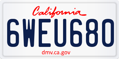 CA license plate 6WEU680