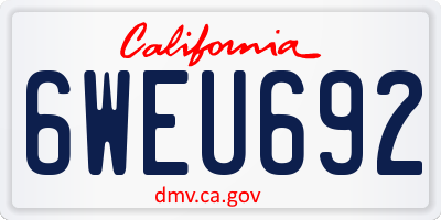 CA license plate 6WEU692