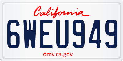 CA license plate 6WEU949