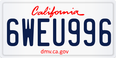 CA license plate 6WEU996