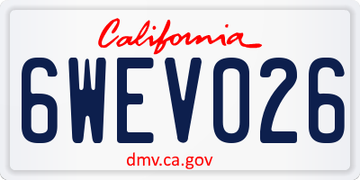 CA license plate 6WEV026