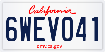CA license plate 6WEV041
