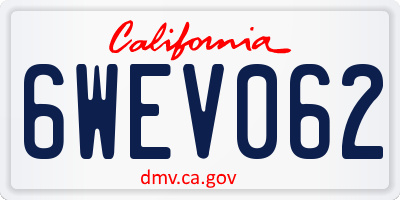 CA license plate 6WEV062