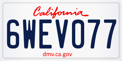 CA license plate 6WEV077