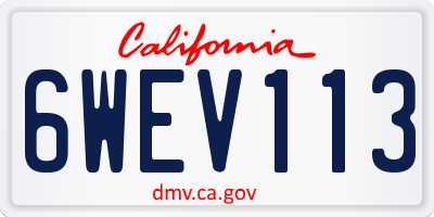 CA license plate 6WEV113