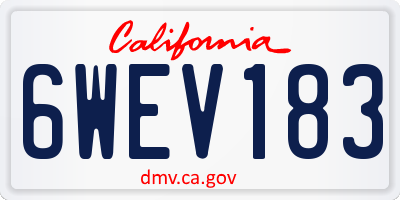 CA license plate 6WEV183