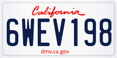 CA license plate 6WEV198