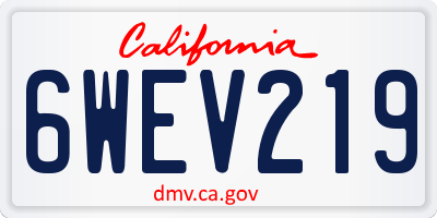 CA license plate 6WEV219