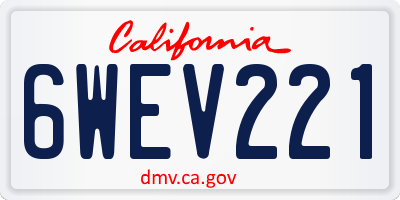 CA license plate 6WEV221