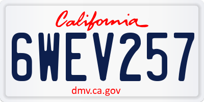 CA license plate 6WEV257