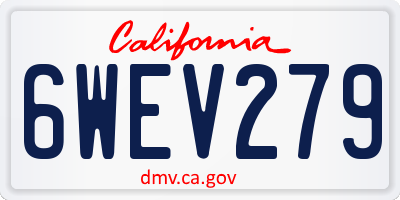 CA license plate 6WEV279