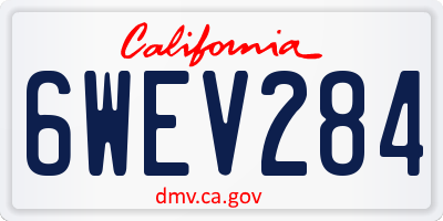 CA license plate 6WEV284