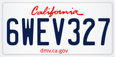 CA license plate 6WEV327