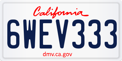 CA license plate 6WEV333